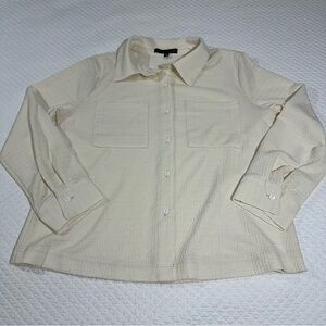 Adrienne Vittadini Women’s Cream Button-Up Shirt Sz L